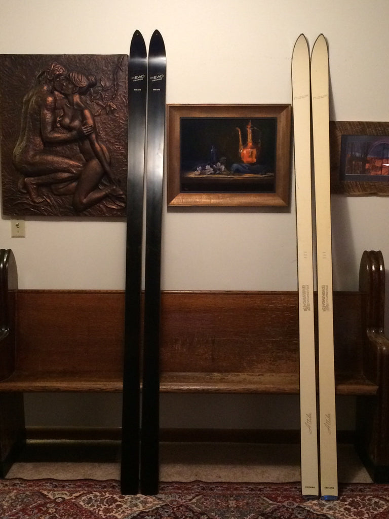 Vintage Snow Skis, New, Un-drilled: 'Ebony & Ivory'! HEAD Vector 210cm & NISHIZAWA Attila HAWK 210cm