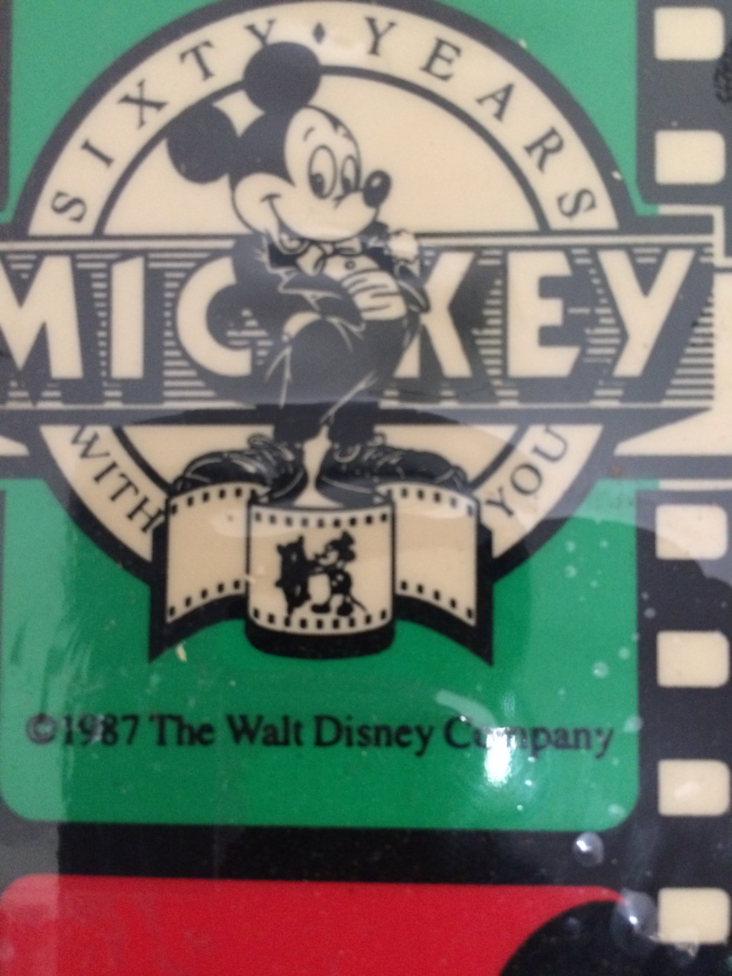 K2 Senior Team Mickey Mouse ski graphic close-up with 1987 Walt Disney Company logo | LongSkisTruck