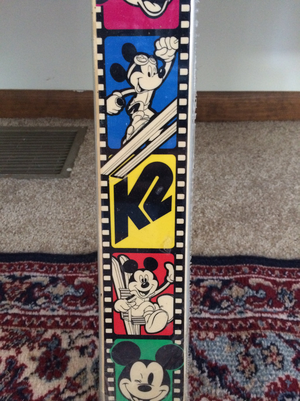 k2 anniversary mickey-mouse downhill slalom skis 195 cm highly collectible K2 Senior Team Mickey Mouse Vintage Snow Skis 1987