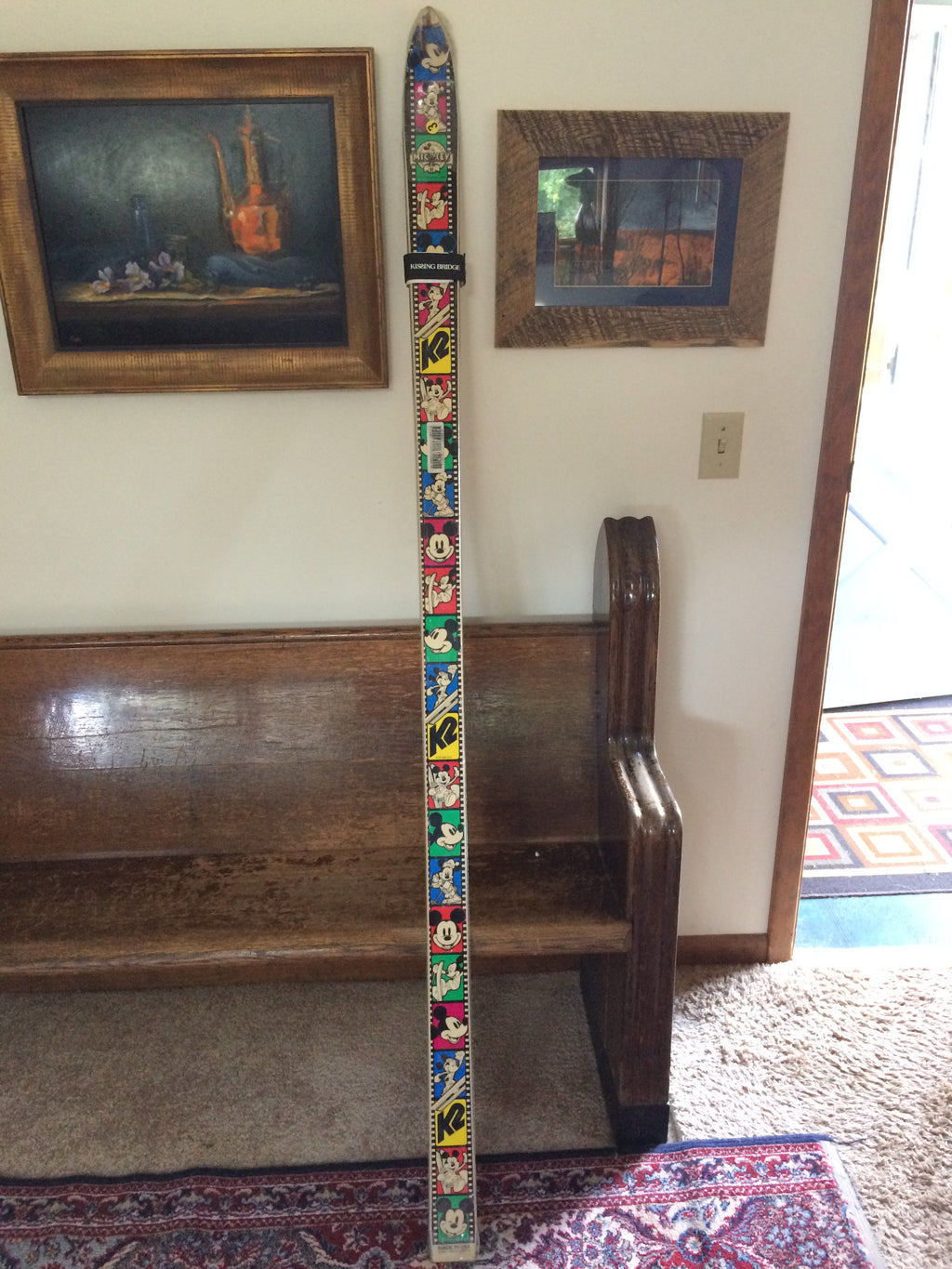 k2 anniversary mickey-mouse downhill slalom skis 195cm highly collectible K2 Senior Team Mickey Mouse Vintage Snow Skis 1987