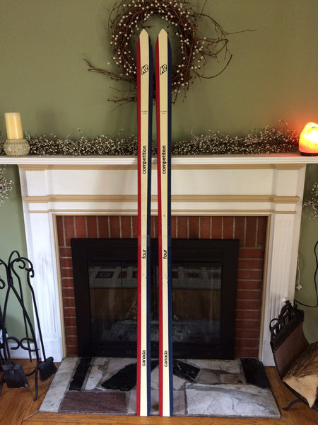 VERY RARE VINTAGE SNOW SKIS K2 COMPETITION FOUR CANADA RED WHITE BLUE TOP/BOTTOM 195cm NICE - LongSkisTruck