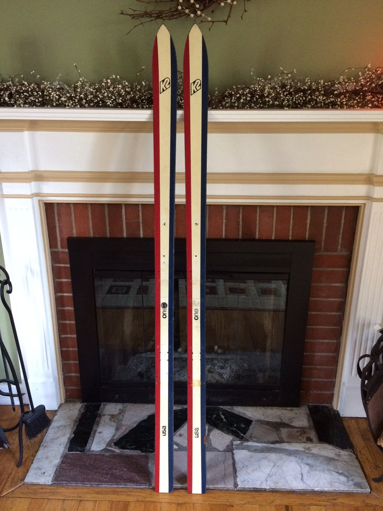 K2 One USA 160cm — full-length top sheet view red white blue stripes | LongSkisTruck